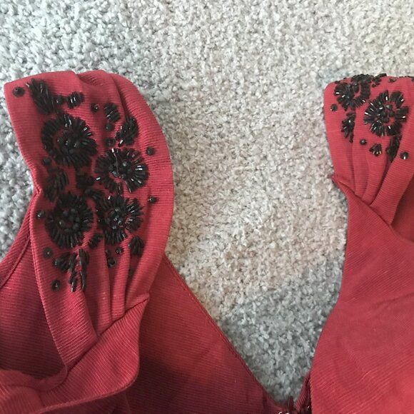 Trashy Diva by Candace Gwinn Red Ribbed Rayon Gown 50's Vintage Style NWT - Picture 4 of 7